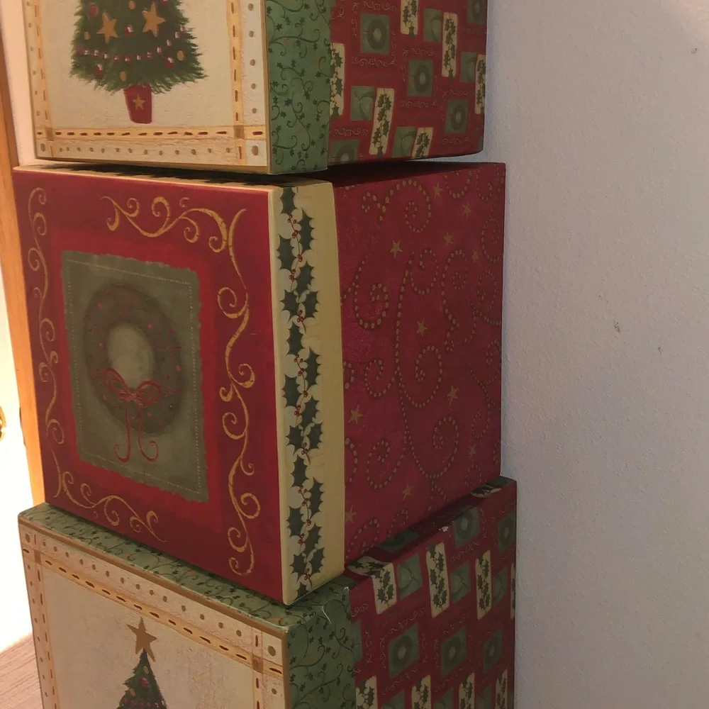 Bundle Christmas Nesting Boxes, 3 all fit together for storage, skip the wrappin
